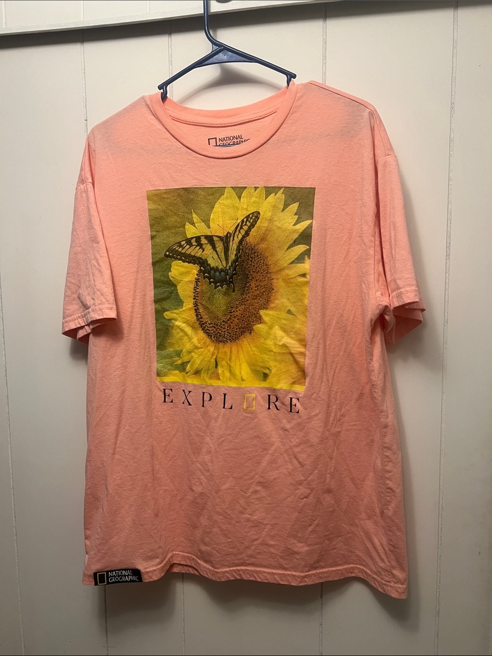 National Geographic 'Explore' Sunflower Butterfly Graphic Tee - Peach XXL